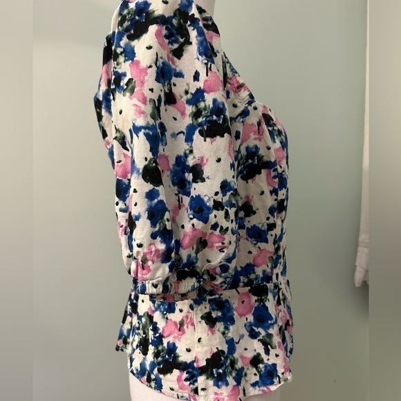 BCBGMaxAzria Women's Floral Peplum Top Size Medium - Picture 7 of 14